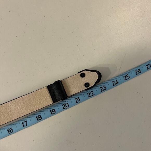 Chico's Black Genuine Leather Mod Silver Round Adjustable Belt Size Small - Picture 8 of 11